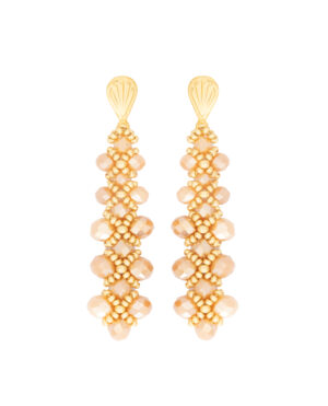 Handcrafted Drop Earrings with Faceted Crystals and Gold Accents