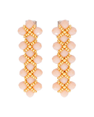 Handcrafted Peach and Gold Beaded Hair Clip