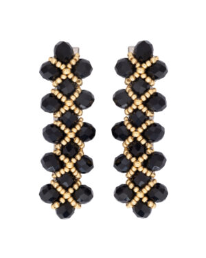 Handmade Hair Clip with Gemstones and Crystals in Assorted Colors - Black