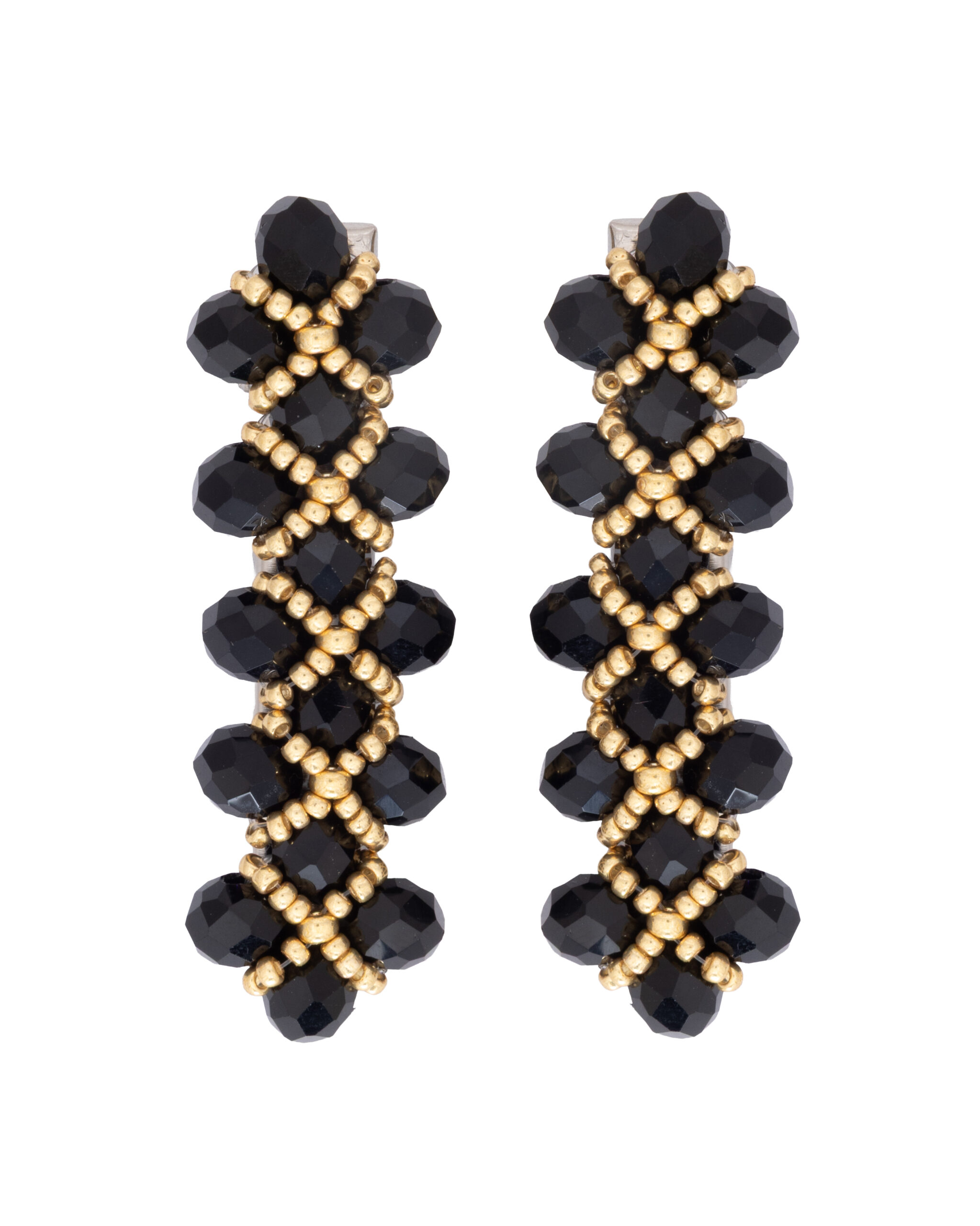 Handmade Hair Clip with Gemstones and Crystals in Assorted Colors - Black