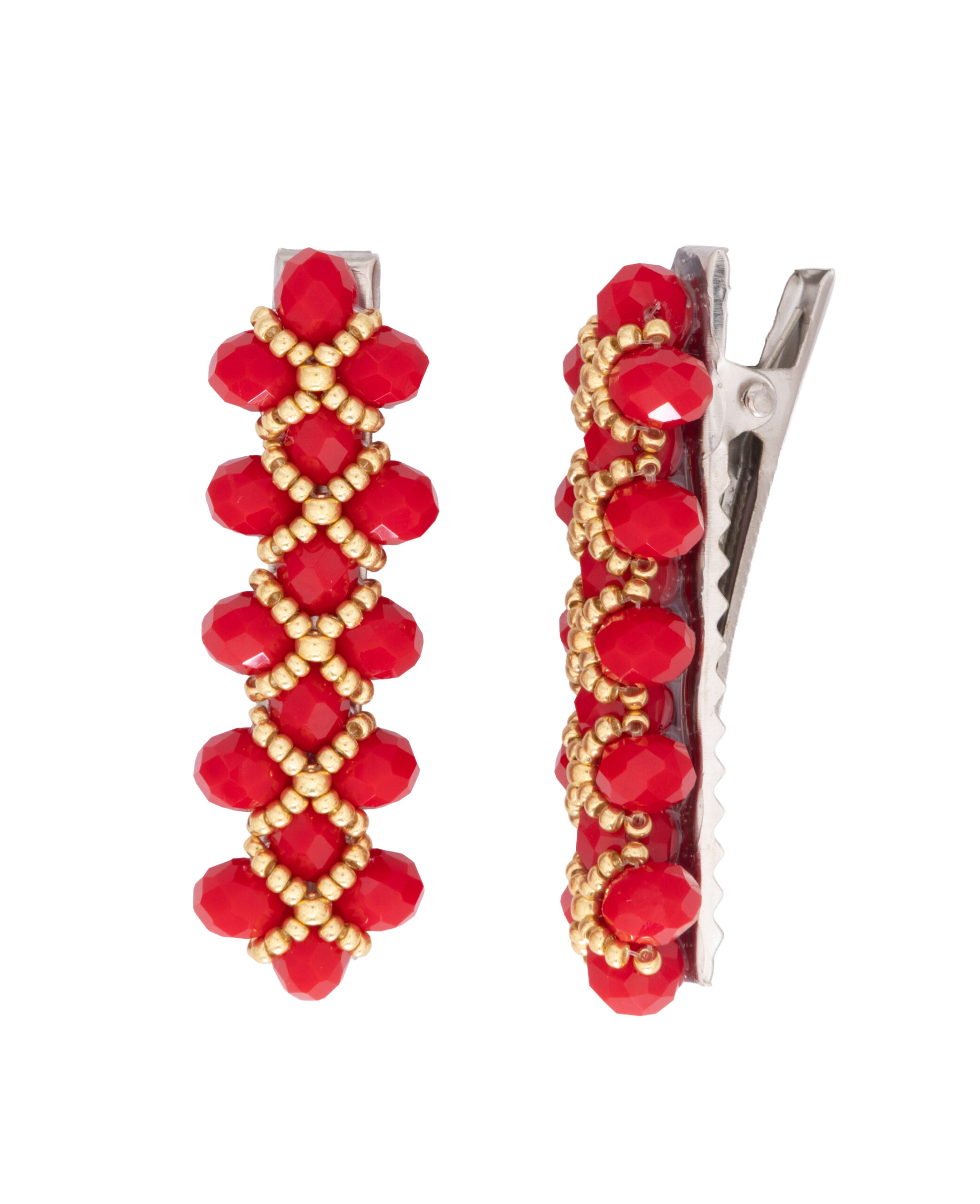 Handmade Hair Clip with Gemstones and Crystals in Assorted Colors (red) - Image 2