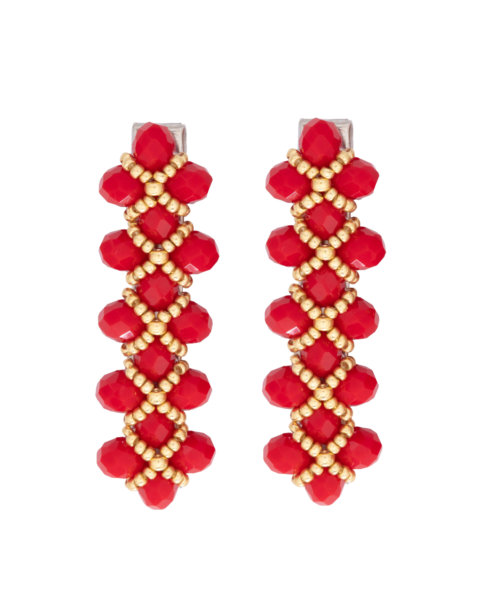 Handmade Hair Clip with Gemstones and Crystals in Assorted Colors (red)