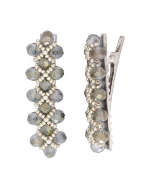 Handcrafted Hair Clip with Crystals and Gold Accents