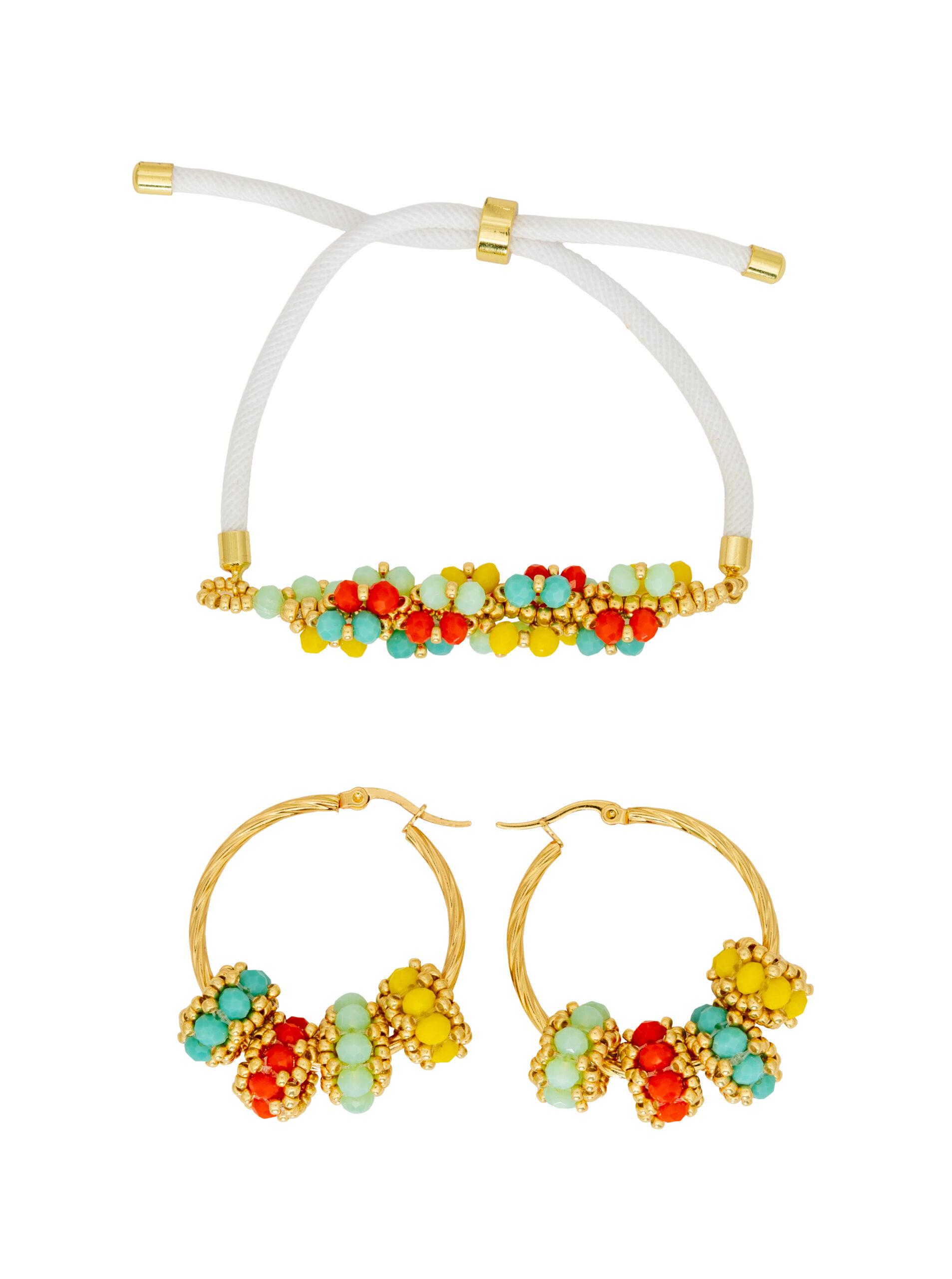 Handcrafted Multicolor Jewelry Set with Gold Details